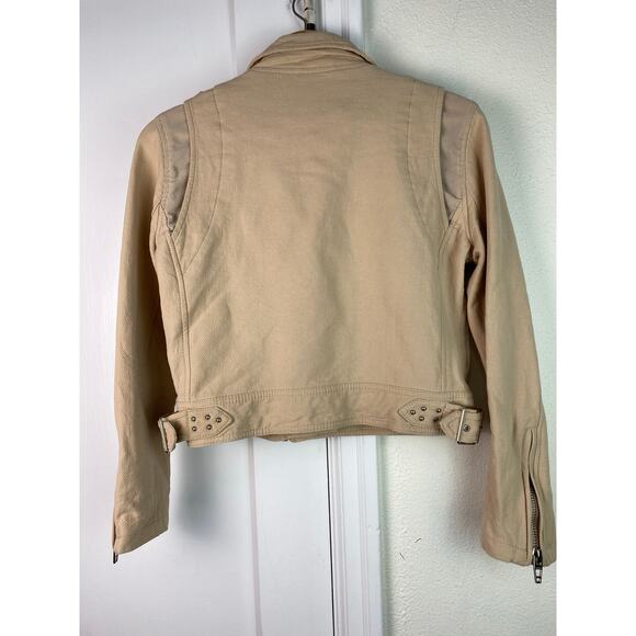 BLANKNYC Women's Size S Creamy Beige Textured Cotton Motorcycle Jacket - Picture 6 of 8